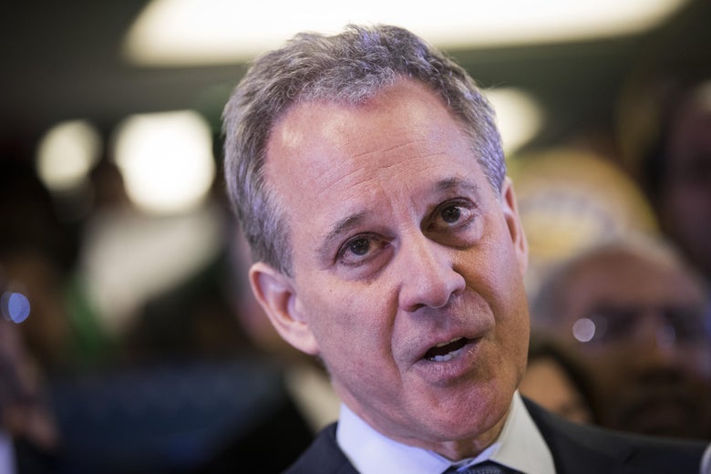 NEW YORK, NY - APRIL 3: New York Attorney General Eric Schneiderman speaks at a press conference to announce a multi-state lawsuit to block the Trump administration from adding a question about citizenship to the 2020 Census form, at the headquarters of District Council 37, New York City's largest public employee union, April 3, 2018 in New York City. Critics of President Donald Trump's administration's decision to reinstate the citizenship question contend that that it will frighten people in immigrant communities from responding to the census. The Trump administration has stated a citizenship question on the census will help enforce voting rights. (Photo by Drew Angerer/Getty Images)